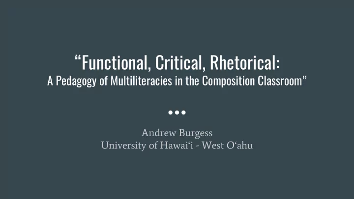 functional critical rhetorical