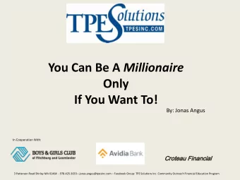 Only  If You Want To!  By: Jonas Angus  In Cooperation With:  Crote  teau  au Financi  ncial 3