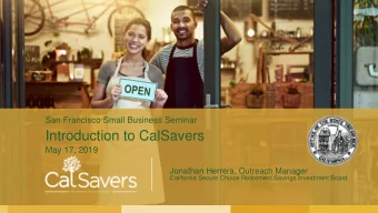 Introduction to CalSavers  May 17, 2019  Jonathan Herrera, Outreach Manager  California Secure