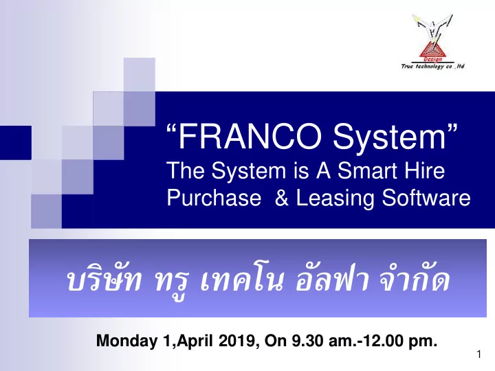 monday 1 april 2019 on 9 30 am 12 00 pm