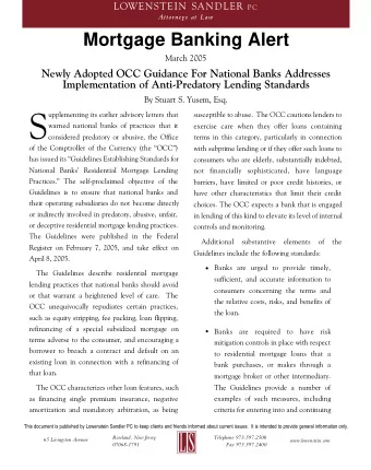 S  upplementing its earlier advisory letters that  susceptible to abuse.  The OCC cautions lenders