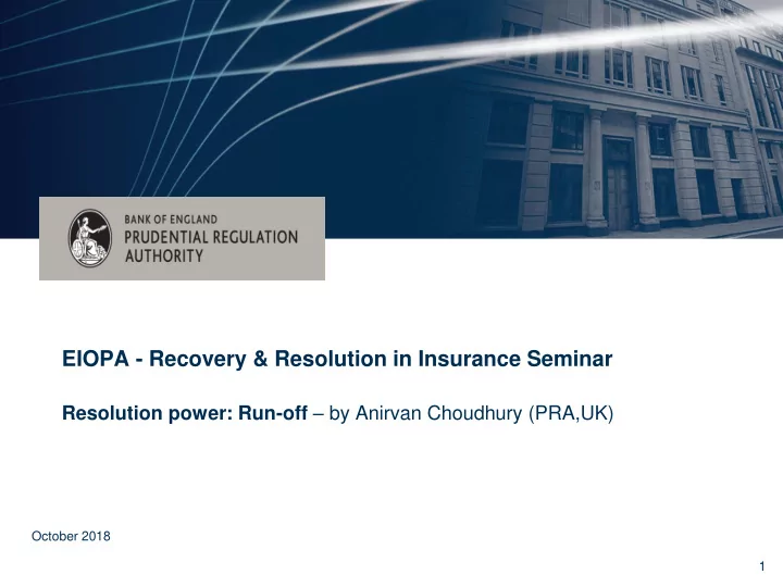 eiopa recovery resolution in insurance seminar
