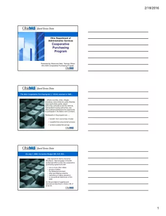 2/18/2016  Ohio Department of  Administrative Services  Cooperative  Purchasing  Program Presented