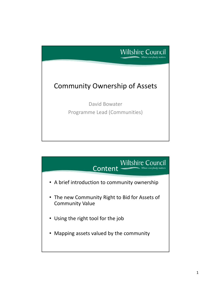 community ownership of assets