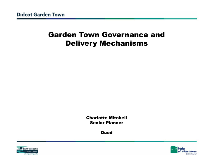 garden town governance and delivery mechanisms