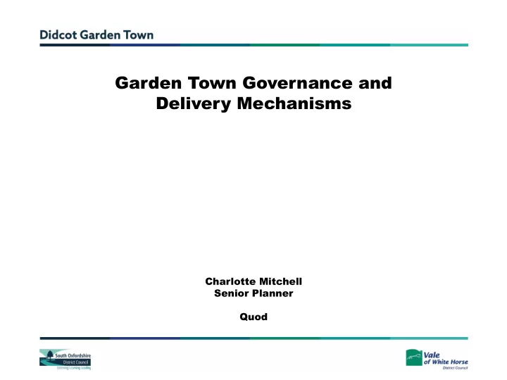 garden town governance and delivery mechanisms