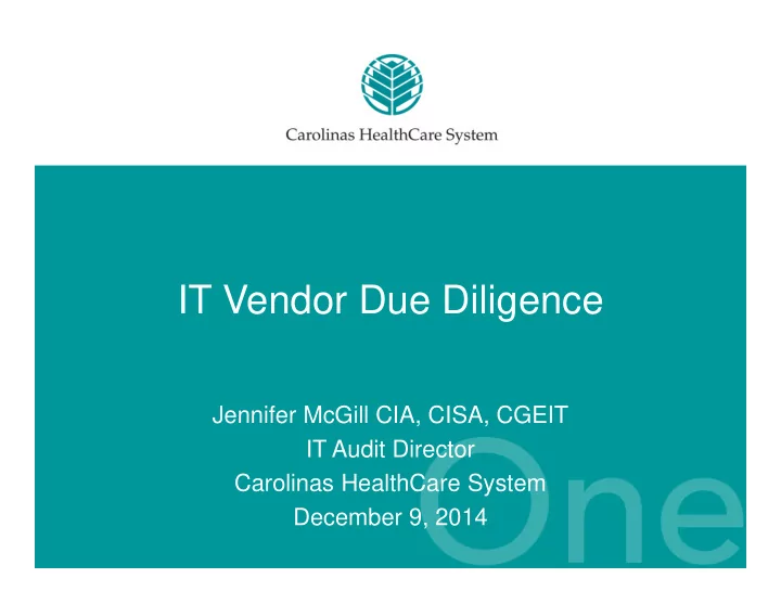 it vendor due diligence