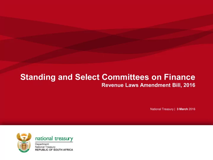 national treasury 3 march 2016 officials present from