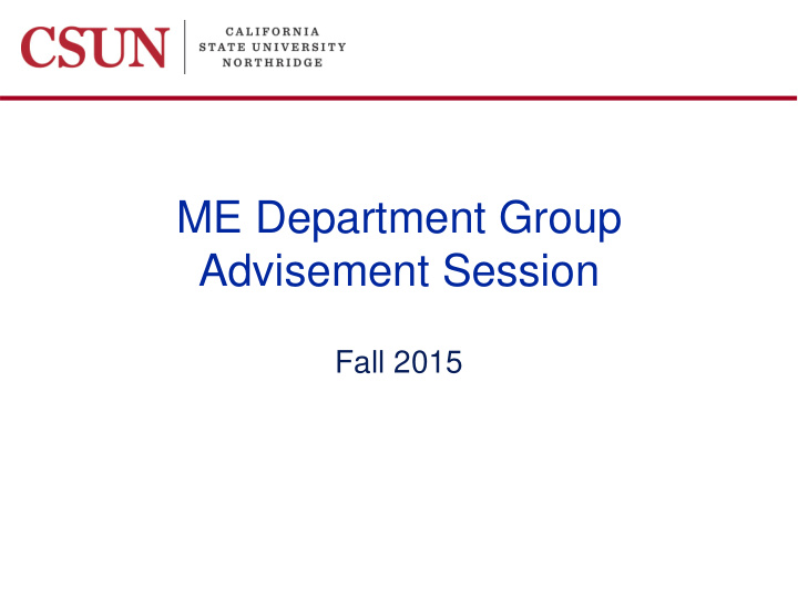 me department group advisement session