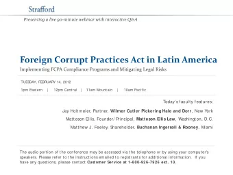 Foreign Corrupt Practices Act in Latin America  Implementing FCPA Compliance Programs and