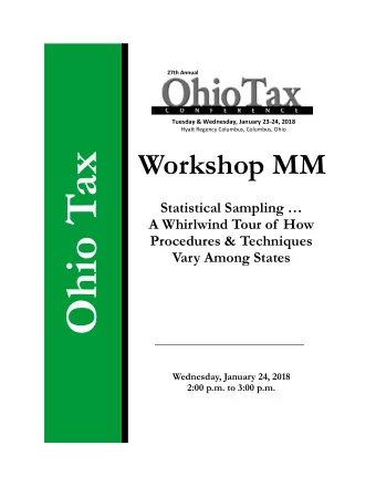Ohio Tax  Statistical Sampling   A Whirlwind Tour of  How  Procedures &amp; Techniques  Vary