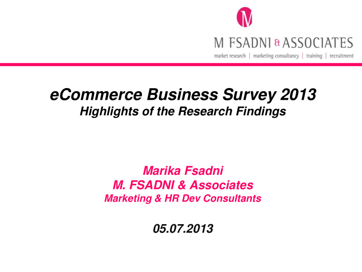 ecommerce business survey 2013