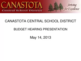 CANASTOTA CENTRAL SCHOOL DISTRICT  BUDGET HEARING PRESENTATION  May 14, 2013  Budget Process Dates