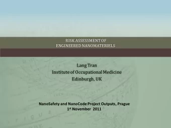 Lang Tran  Institute of Occupational Medicine  Edinburgh, UK  NanoSafety and NanoCode Project