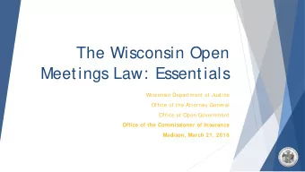 The Wisconsin Open  Meetings Law: Essentials  Wisconsin Department of Justice  Office of the
