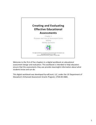 Welcome to the first of five chapters in a digital workbook on educational  assessment design and
