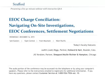 EEOC Charge Conciliation:  Navigating On-Site Investigations, EEOC Conferences, Settlement