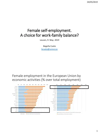 Female  le se  self  lf-employment.  A ch  choice for  or work-family bal  alance?  Leuven, 9- May-