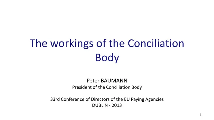 the workings of the conciliation