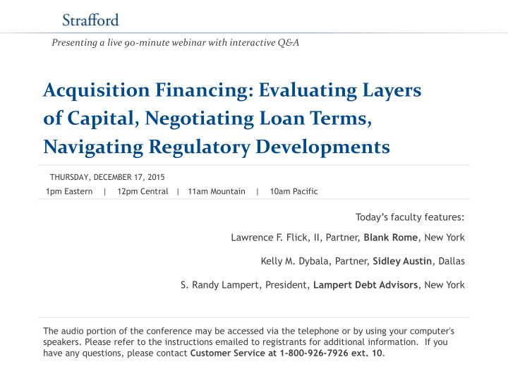 acquisition financing evaluating layers of capital