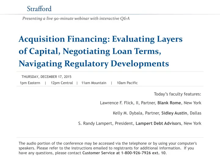 acquisition financing evaluating layers of capital