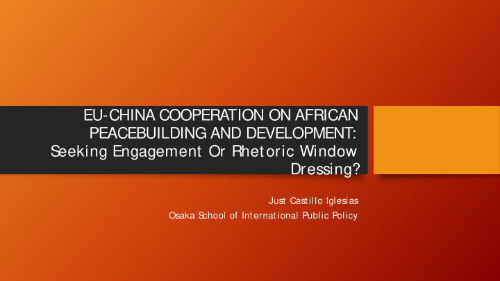 eu china cooperation on african peacebuilding and