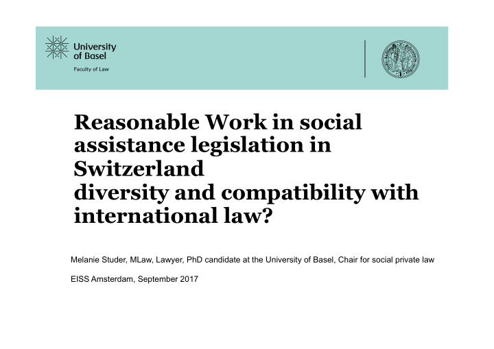 reasonable work in social assistance legislation in