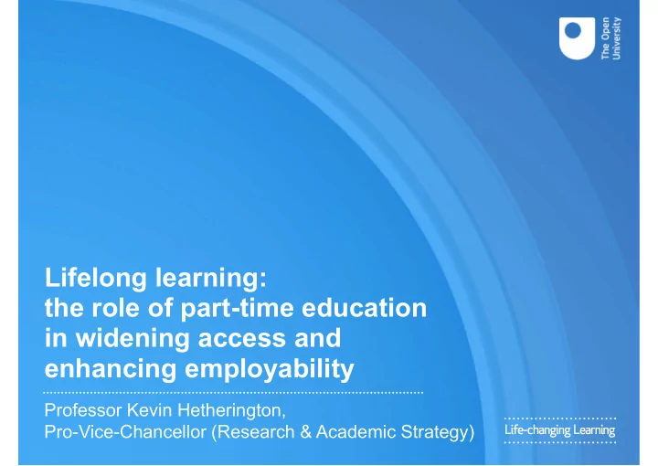 lifelong learning the role of part time education in