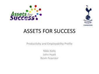 ASSETS FOR SUCCESS  Productivity and Employability Profile  Nikki Kelly  John Hyatt  Kevin Feaviour