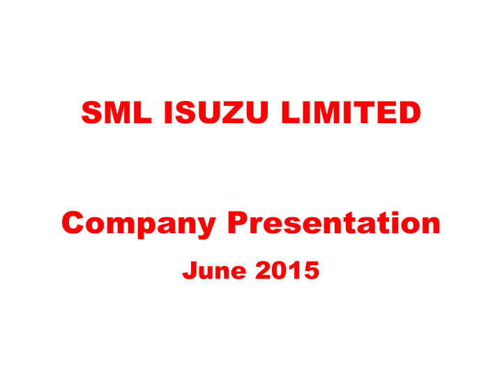 sml isuzu limited company presentation
