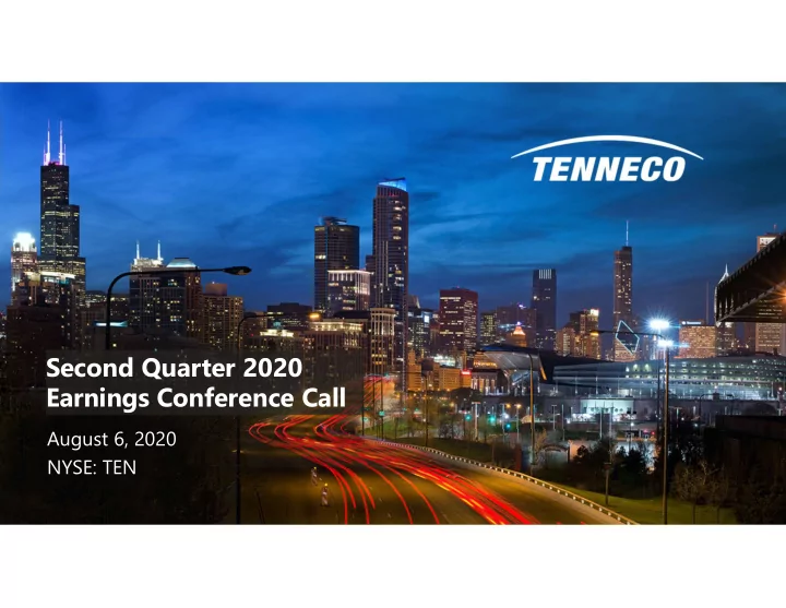 second quarter 2020 earnings conference call
