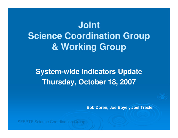 joint science coordination group working group