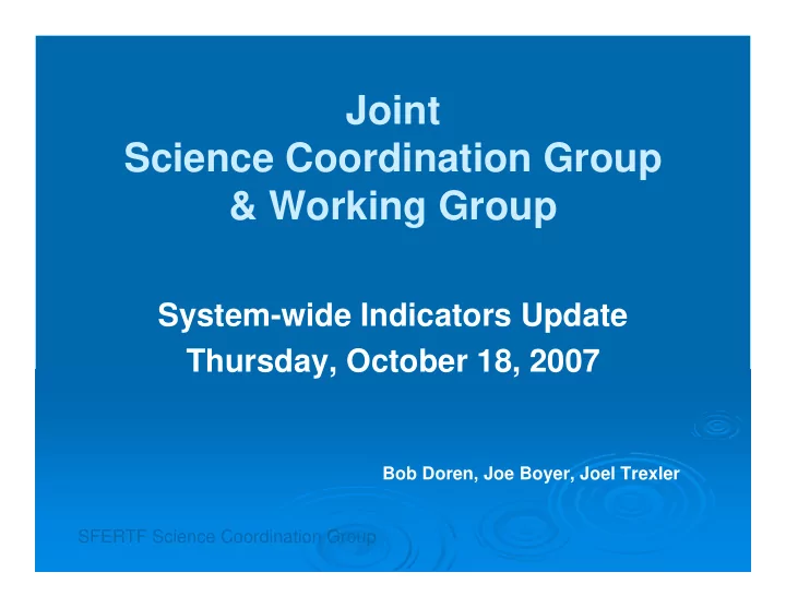 joint science coordination group working group