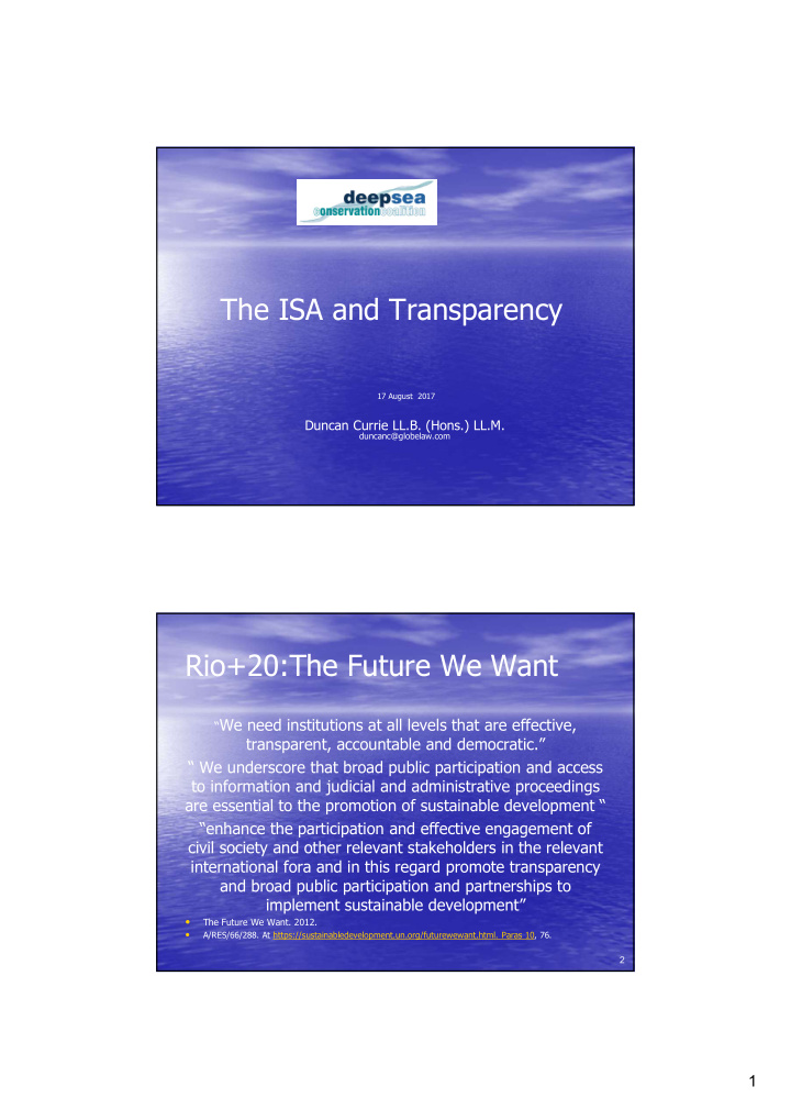 the isa and transparency