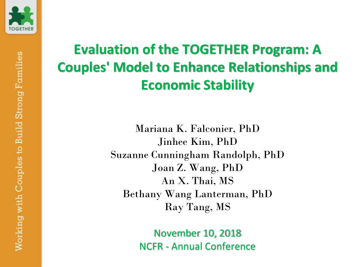 evaluation of the together program a couples model to