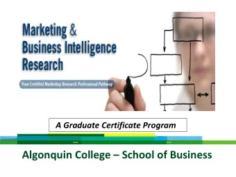 Algonquin College  School of Business  MBIR program is modelled after  MRIA - CMRP Courses