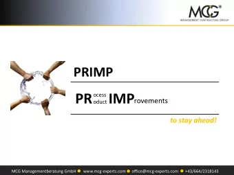 PR oduct IMP  ocess  rovements  to stay ahead!  MCG Managementberatung GmbH