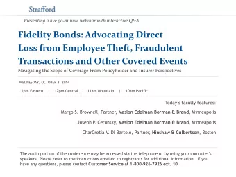 Fidelity Bonds: Advocating Direct  Loss from Employee Theft, Fraudulent  Transactions and Other