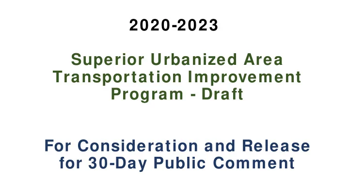 2020 2023 superior urbanized area transportation