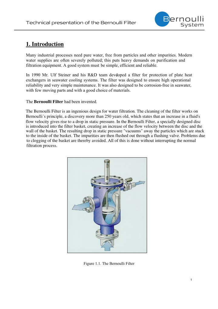 technical presentation of the bernoulli filter 1