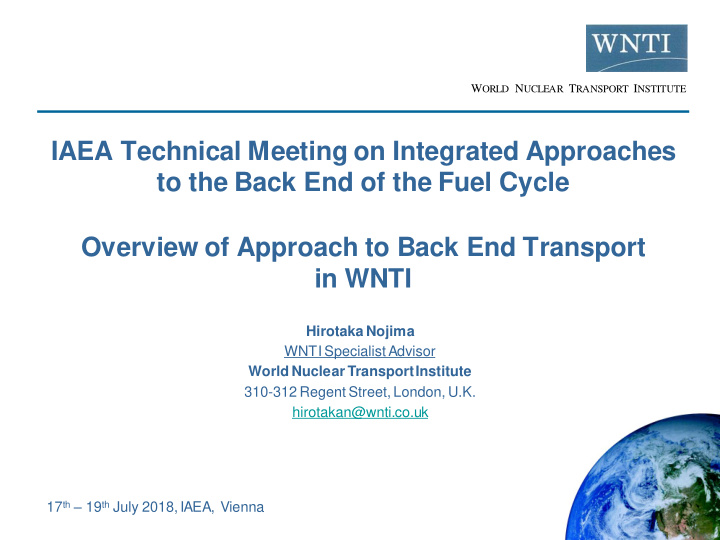 iaea technical meeting on integrated approaches to the
