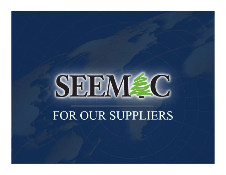 for our suppliers global resources innovative solutions