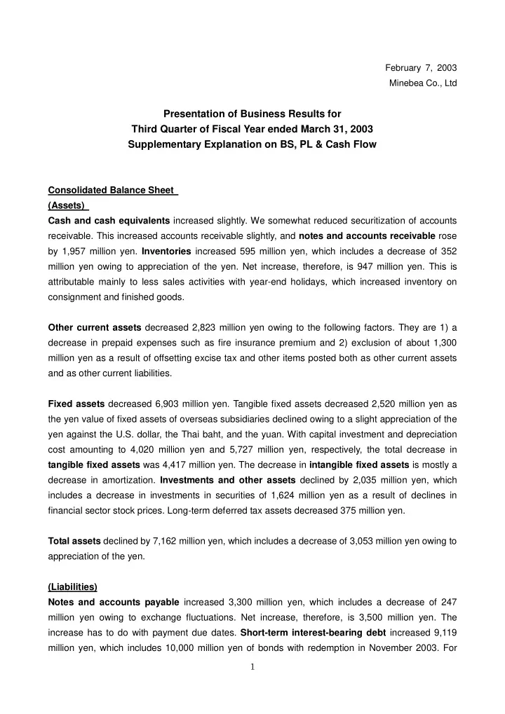 consolidated balance sheet assets cash and cash
