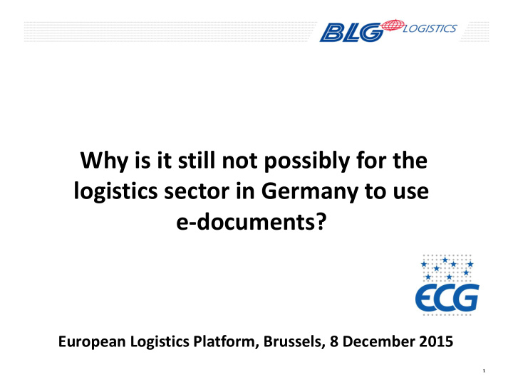 logistics sector in germany to use