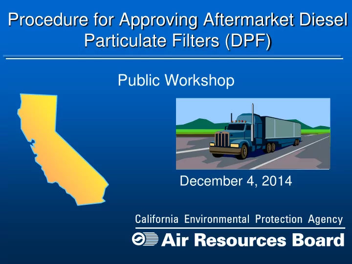 procedure for approving aftermarket diesel