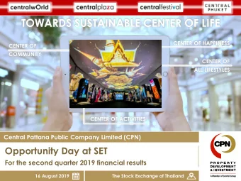 TOWARDS SUSTAINABLE CENTER OF LIFE  CENTER OF HAPPINESS  CENTER OF  COMMUNITY  CENTER OF  ALL