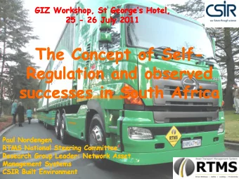 Regulation and observed  Regulation and observed  successes in South Africa  successes in South