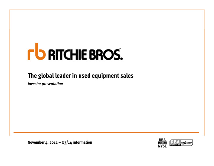 the global leader in used equipment sales