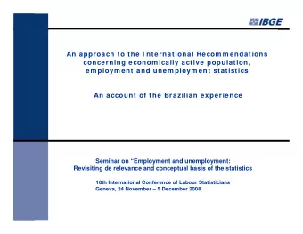 An approach to the I nternational Recom m endations  concerning econom ically active population,