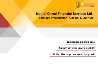 Motilal Oswal Financial Services Ltd  Earnings Presentation | Q3FY20 &amp; 9MFY20  Businesses
